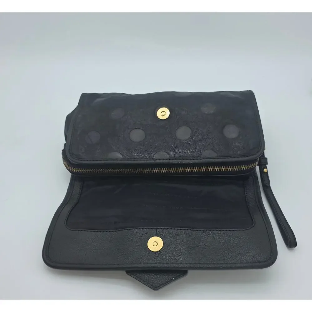 Marc by Marc Jacobs Black Polka Dot Embossed Leather Wristlet Clutch